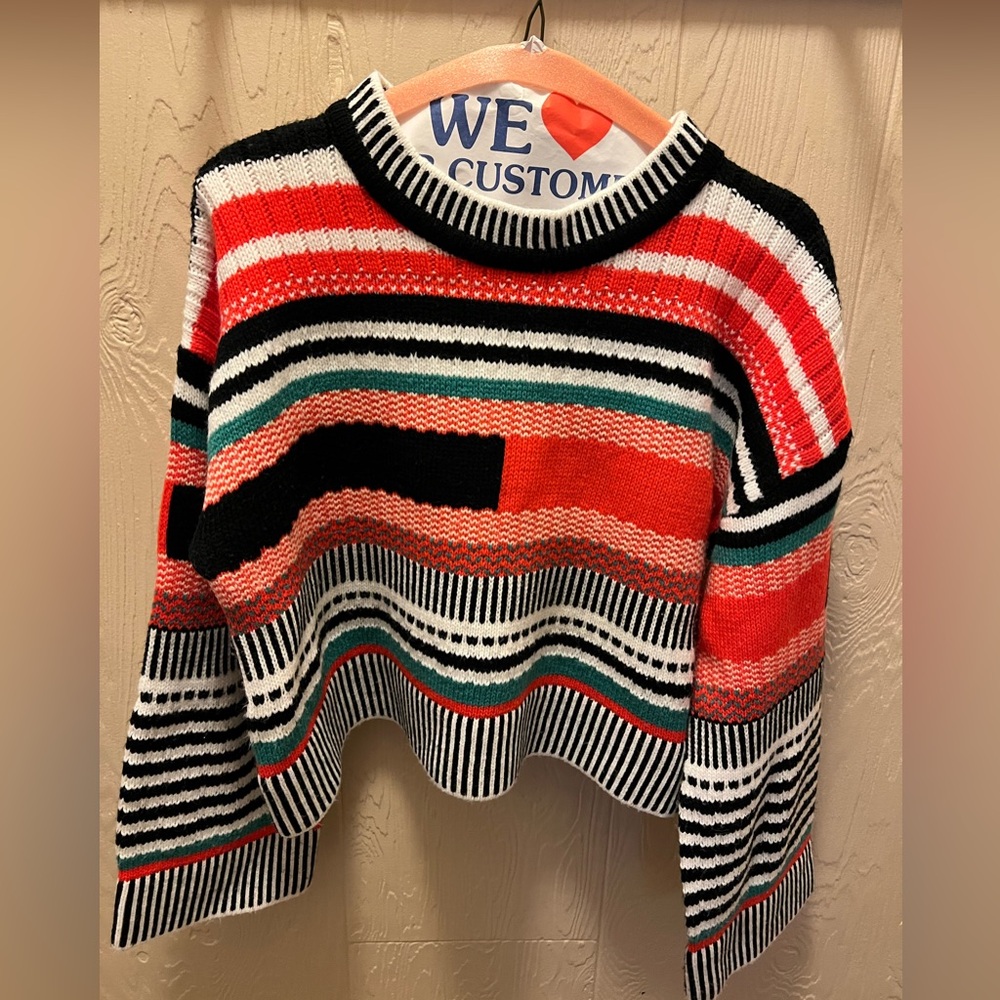 SHEIN Striped Knit Cropped Sweater